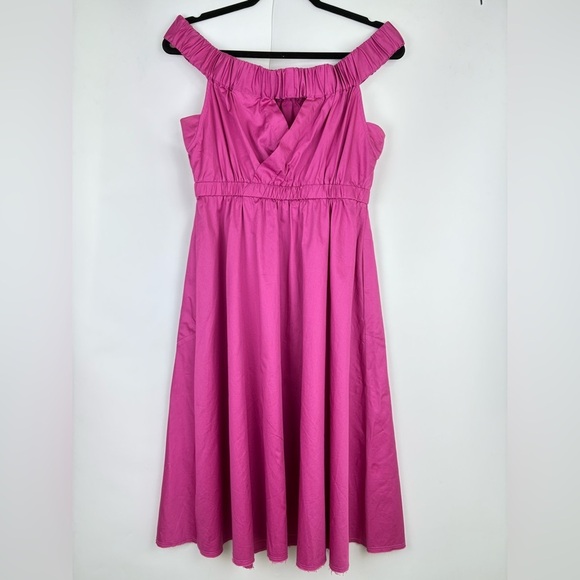 Anthropologie Maeve Mona Off Shoulder Fuchsia Dress - Picture 3 of 6